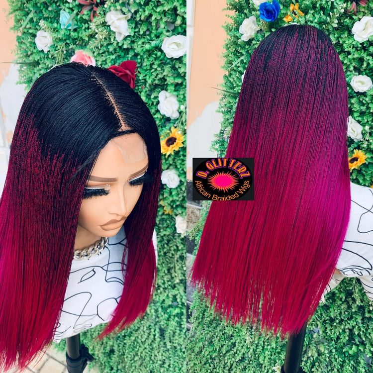 NANO BRAIDED BLUNT CUT WIGS ON HALF LACE CLOSURE - d.glitterzwigs