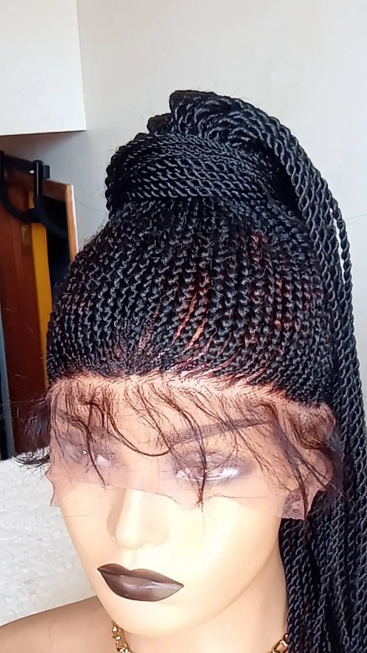 PONYTAIL AFRICAN BRAIDED WIGS ON 360 LACE CLOSURE 35" & 38" - d.glitterzwigs