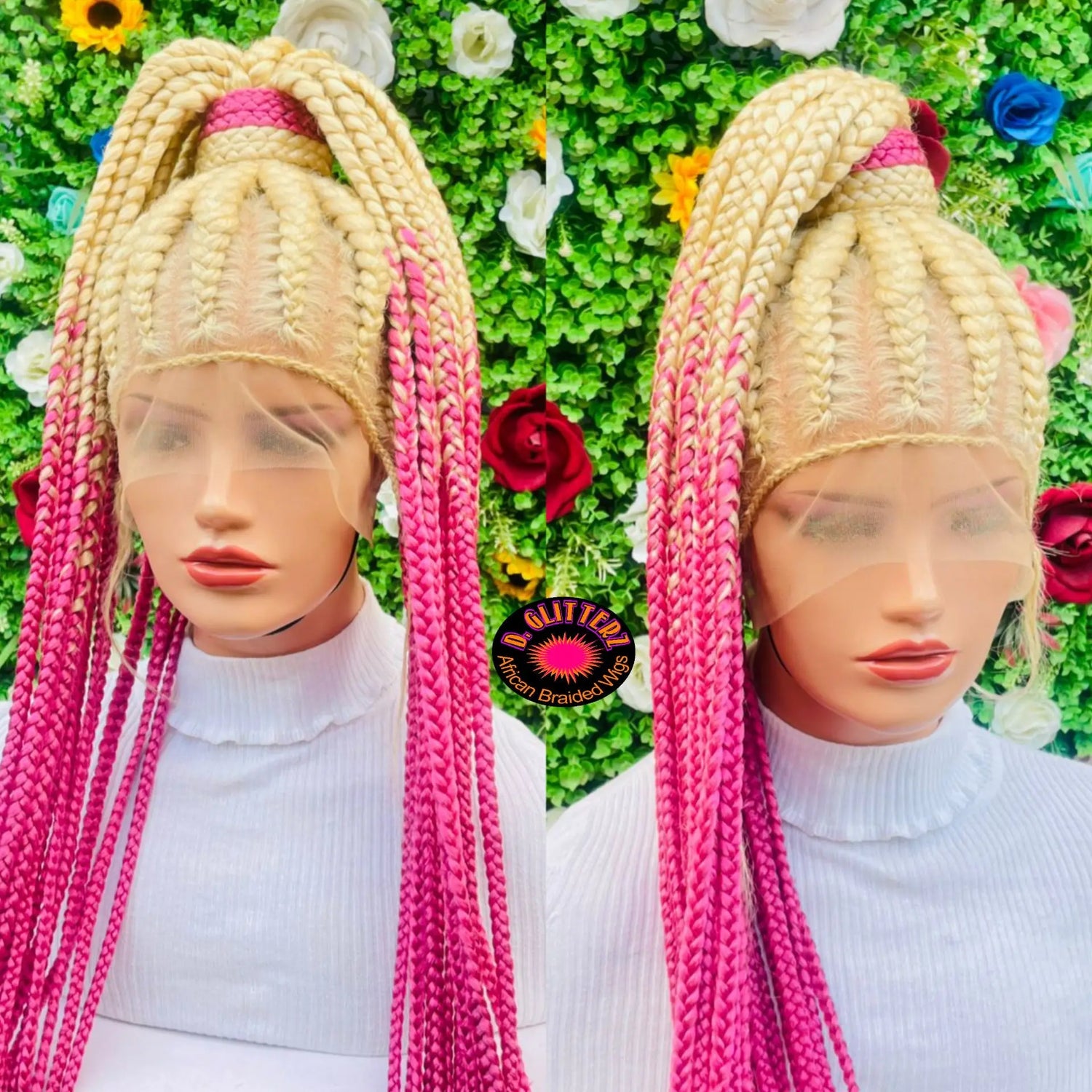 PONYTAIL BRAIDED CONROW WIG ON FULL LACE CLOSURE - d.glitterzwigs