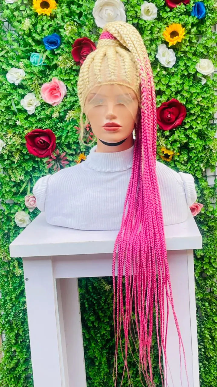 PONYTAIL BRAIDED CONROW WIG ON FULL LACE CLOSURE - d.glitterzwigs