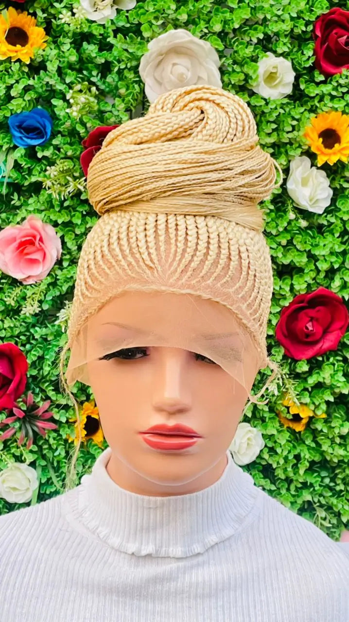 PONYTAIL BRAIDED CONROW WIG ON FULL LACE CLOSURE - d.glitterzwigs