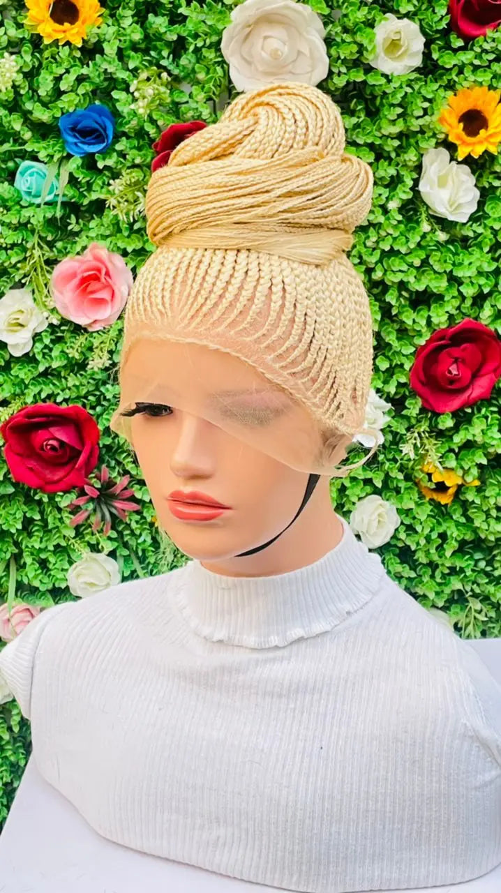PONYTAIL BRAIDED CONROW WIG ON FULL LACE CLOSURE - d.glitterzwigs