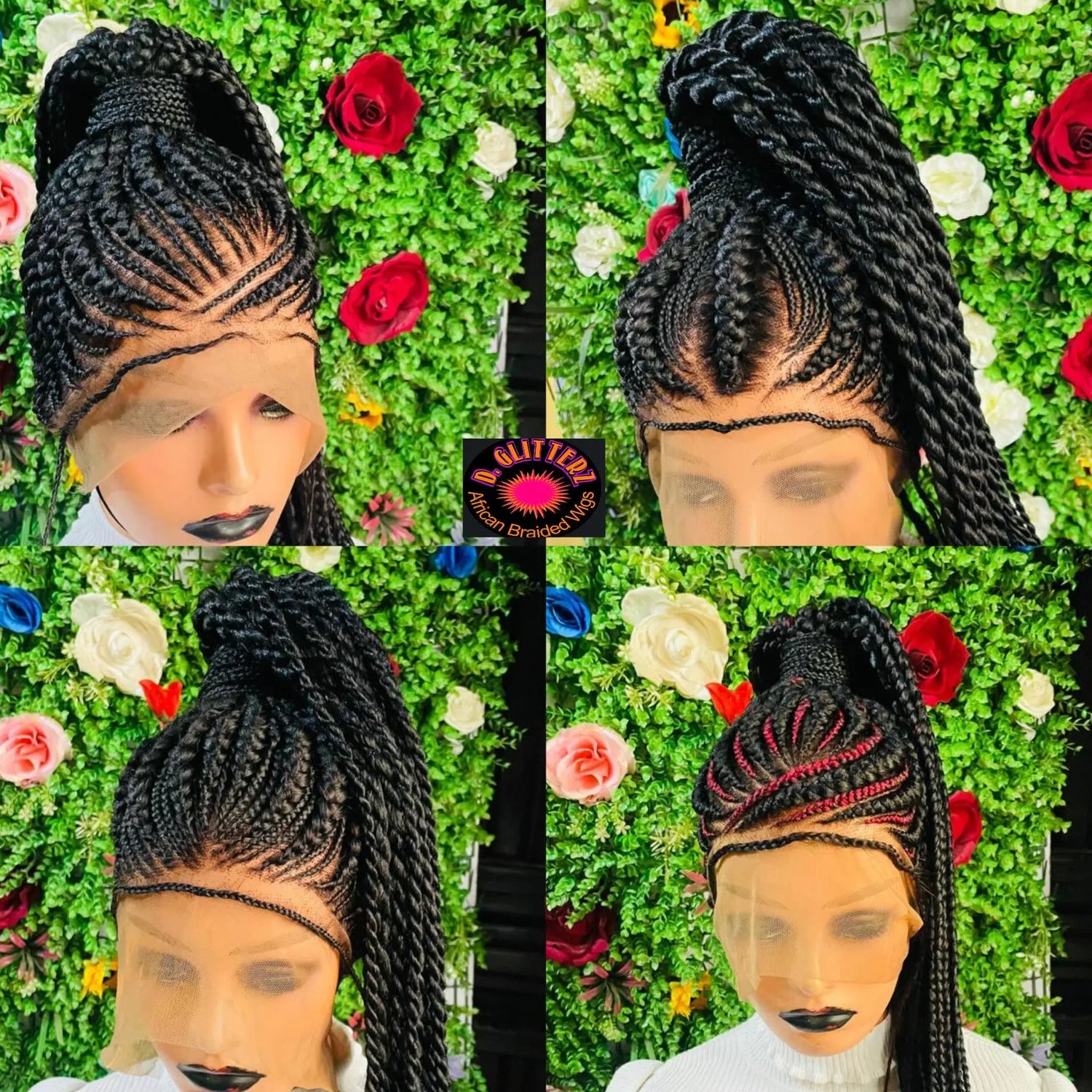 PONYTAIL BRAIDED  CONROW WIGS  ON  360 LACE CLOSURE - d.glitterzwigs
