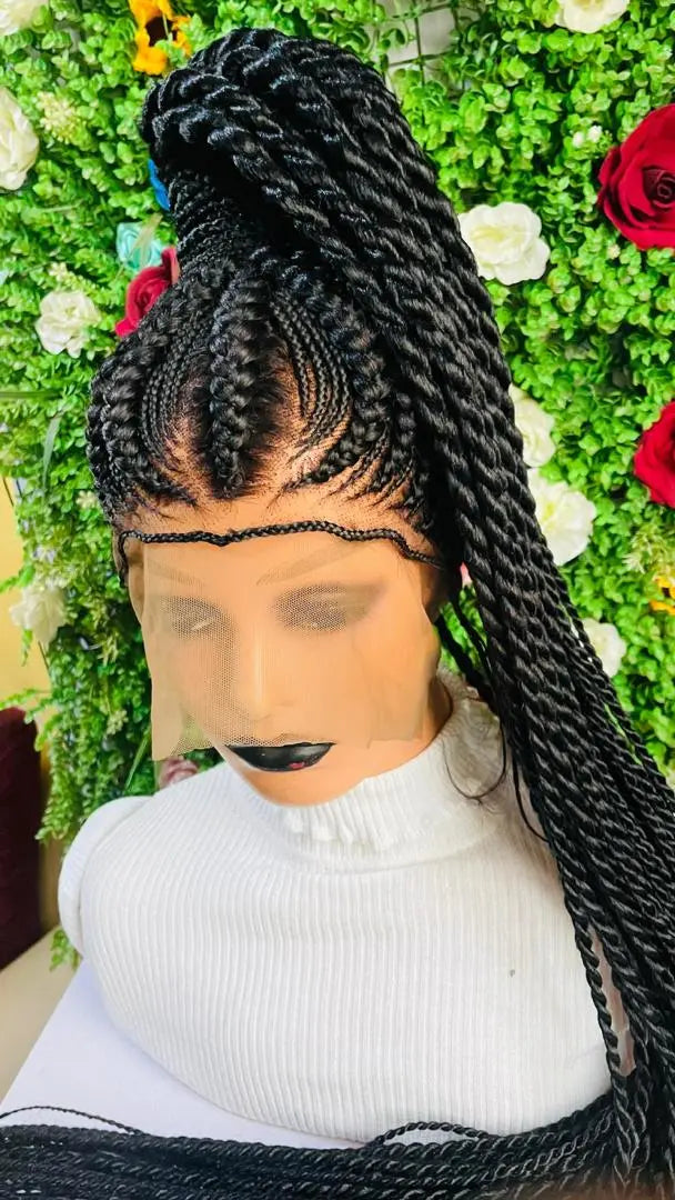 PONYTAIL BRAIDED  CONROW WIGS  ON  360 LACE CLOSURE - d.glitterzwigs