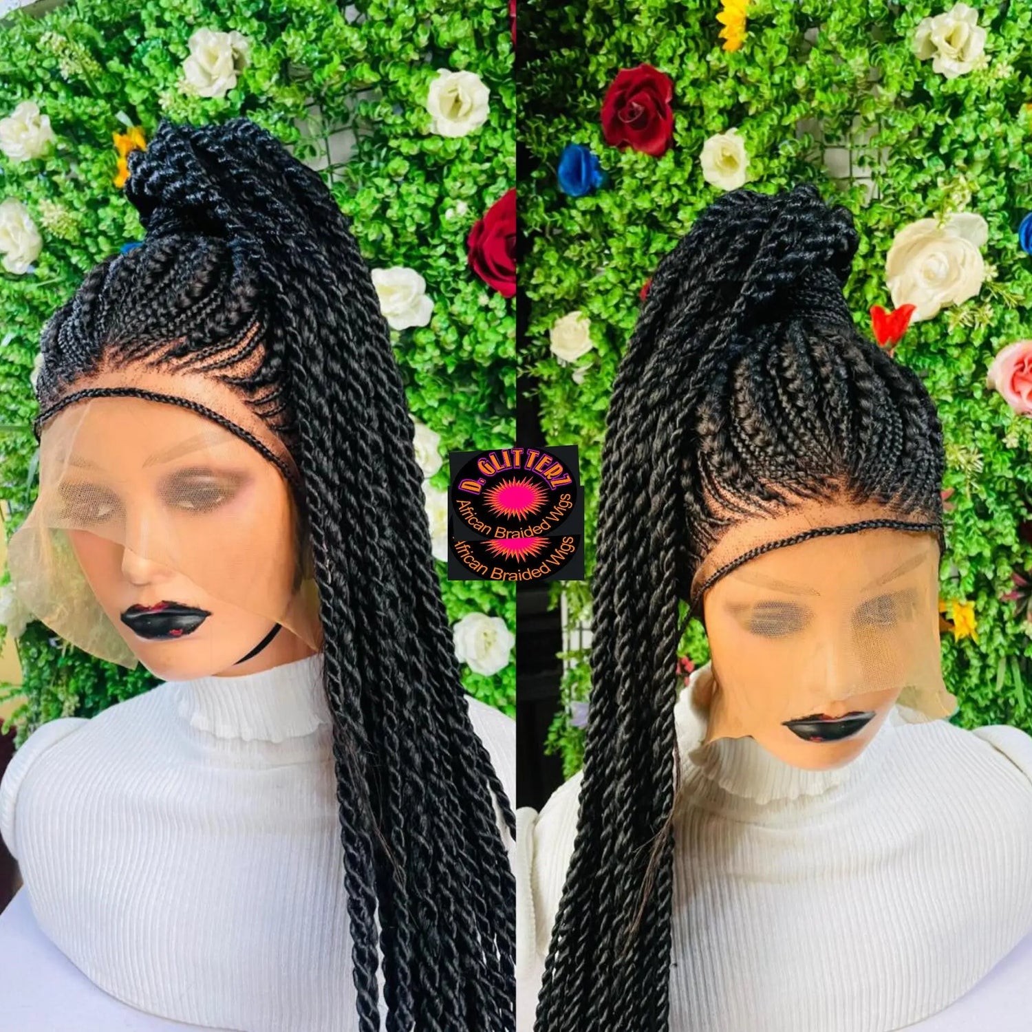 PONYTAIL BRAIDED  CONROW WIGS  ON  360 LACE CLOSURE - d.glitterzwigs