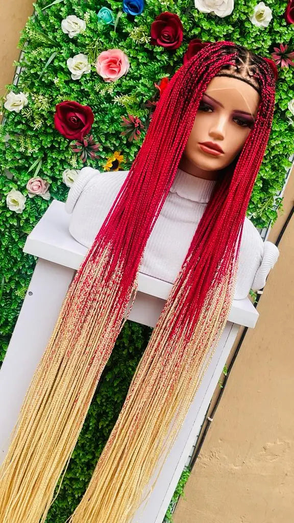 TRIANGLE KNOTLESS BRAIDED WIGS ON 13*6 LACE  CLOSURE 45-50" - d.glitterzwigs
