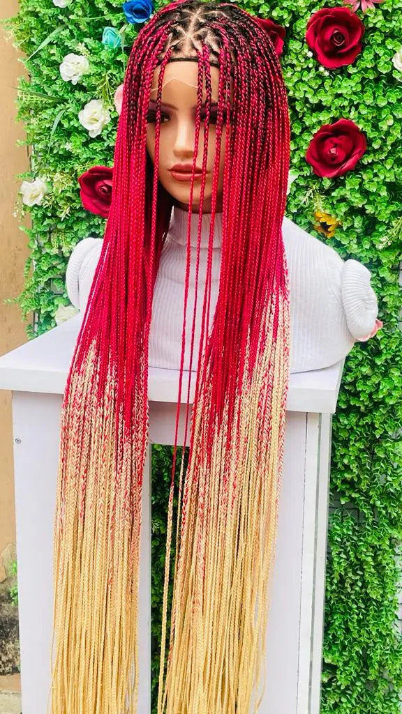 TRIANGLE KNOTLESS BRAIDED WIGS ON 13*6 LACE  CLOSURE 45-50" - d.glitterzwigs