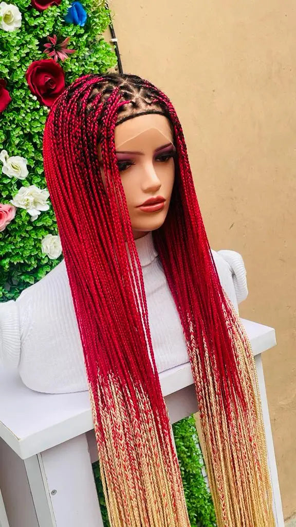 TRIANGLE KNOTLESS BRAIDED WIGS ON 13*6 LACE  CLOSURE 45-50" - d.glitterzwigs