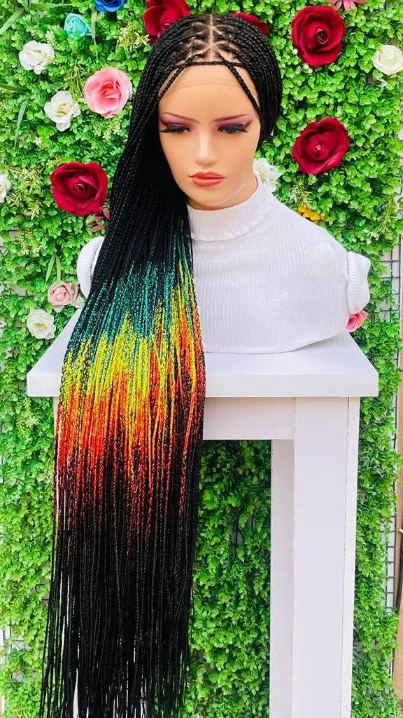 TRIANGLE KNOTLESS BRAIDED WIGS ON 13*6 LACE  CLOSURE 45-50" - d.glitterzwigs