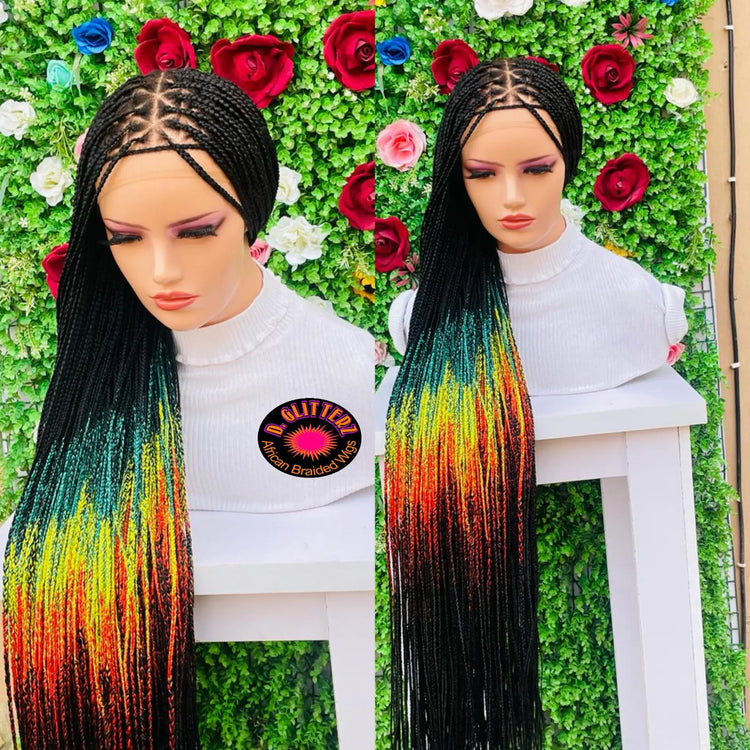 TRIANGLE KNOTLESS BRAIDED WIGS ON 13*6 LACE  CLOSURE 45-50" - d.glitterzwigs
