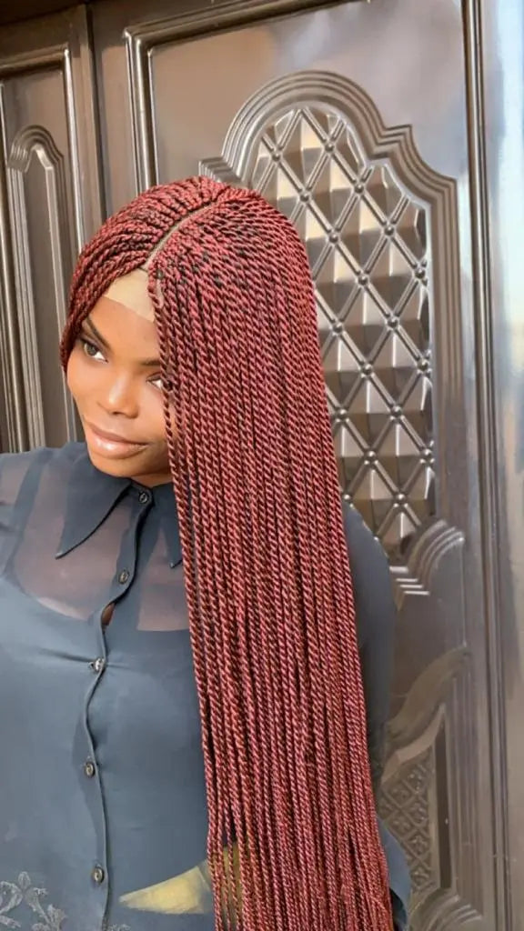 TWIST MEDIUM SIZE BRAIDED WIG ON HALF LACE CLOSURE - d.glitterzwigs