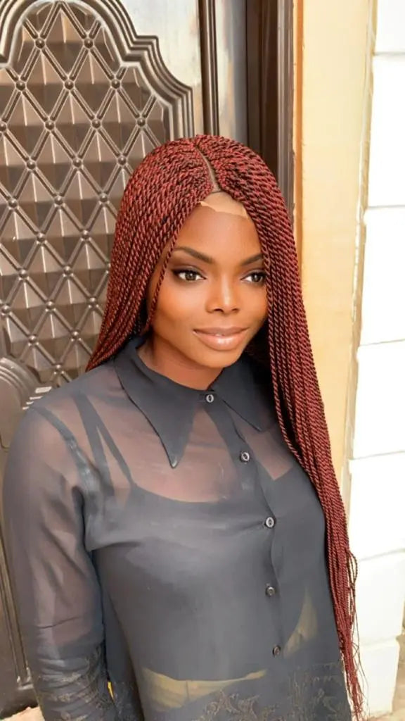TWIST MEDIUM SIZE BRAIDED WIG ON HALF LACE CLOSURE - d.glitterzwigs