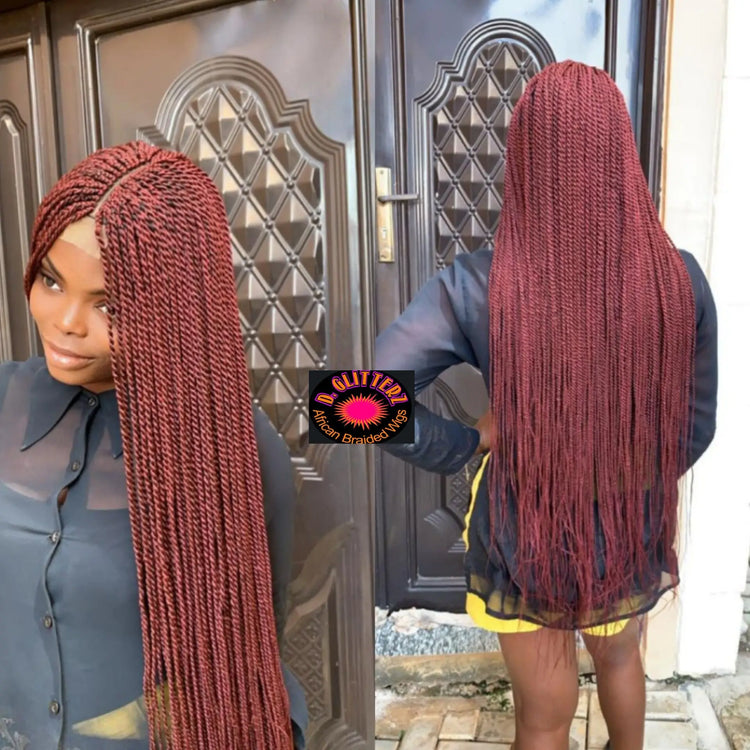 TWIST MEDIUM SIZE BRAIDED WIG ON HALF LACE CLOSURE - d.glitterzwigs