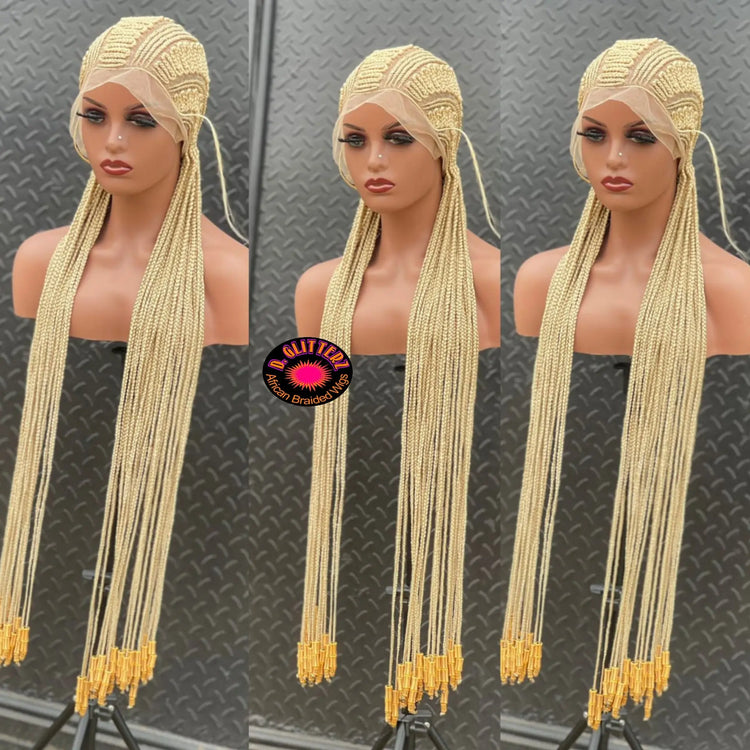 ZIGZAG All BACK AFRICAN  BRAIDED WIGS ON FULL LACE CLOSURE - d.glitterzwigs