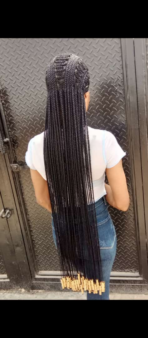 ZIGZAG All BACK AFRICAN  BRAIDED WIGS ON FULL LACE CLOSURE - d.glitterzwigs