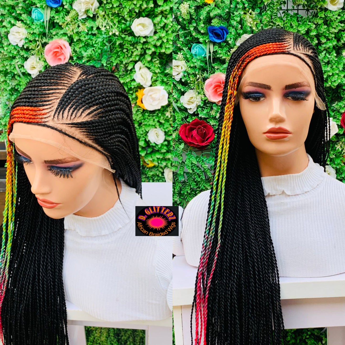 AFRICAN BRAIDED  WIGS  ON 13*6 LACE CLOSURE