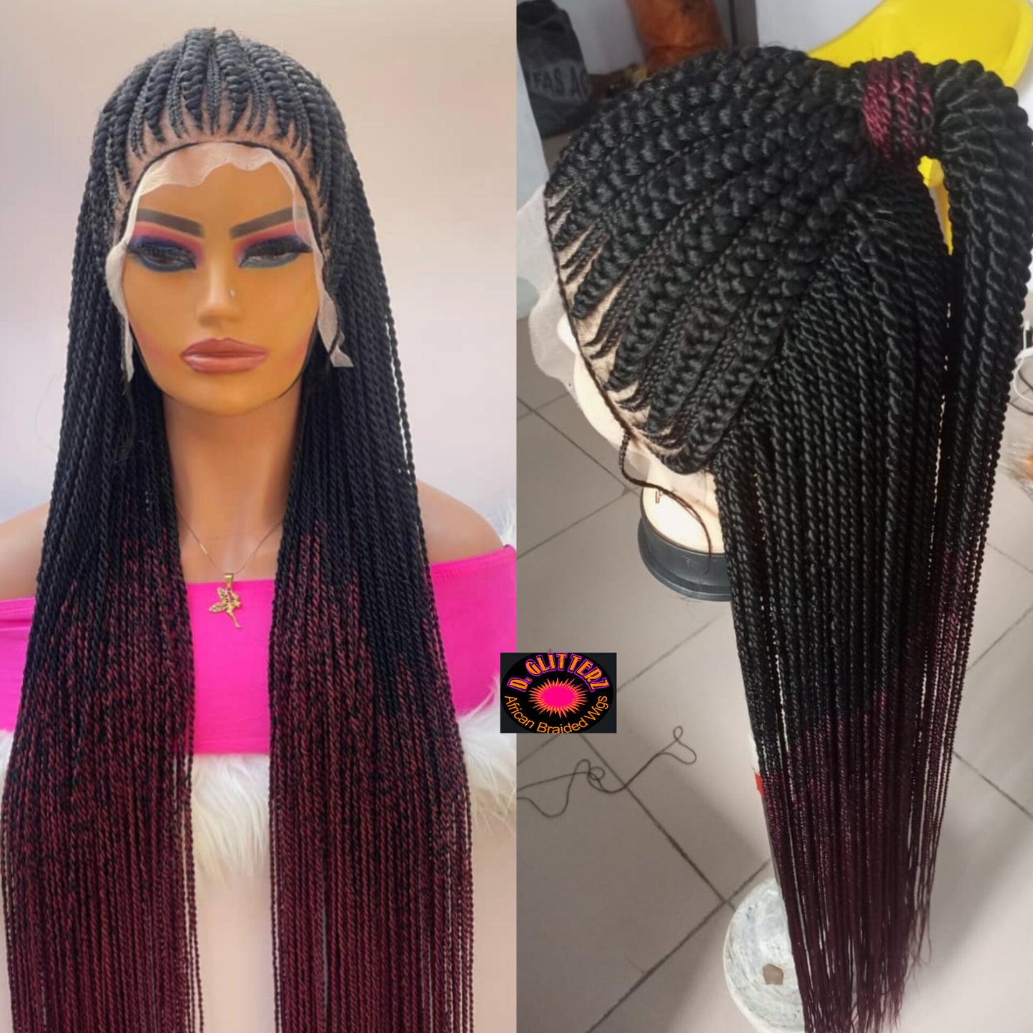 AFRICAN BRAIDED   WIGS  ON 13*6 LACE CLOSURE