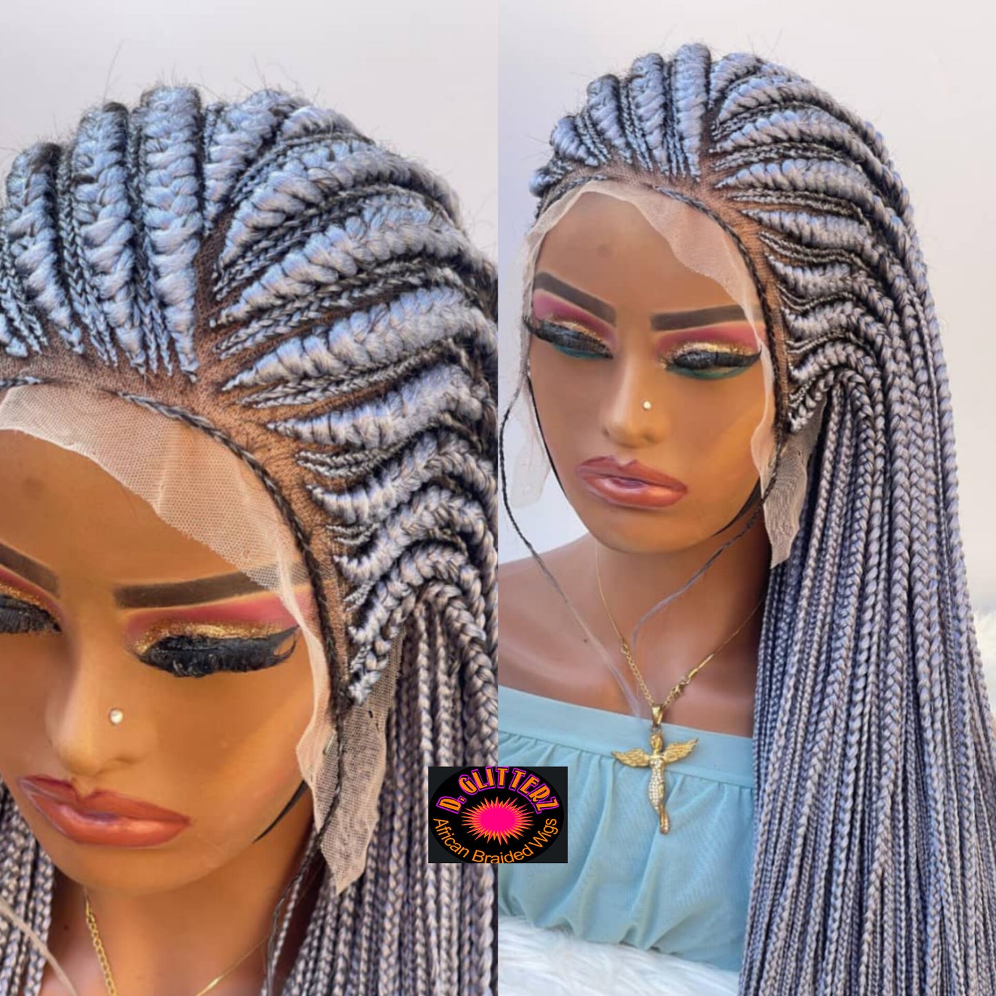 ALL BACK BRAIDED WIGS ON 13*6 LACE CLOSURE