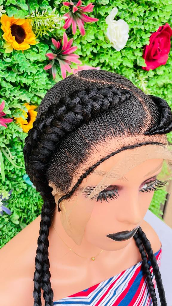 ALL BACK BRAIDED WIGS ON FULL LACE CLOSURE 45"