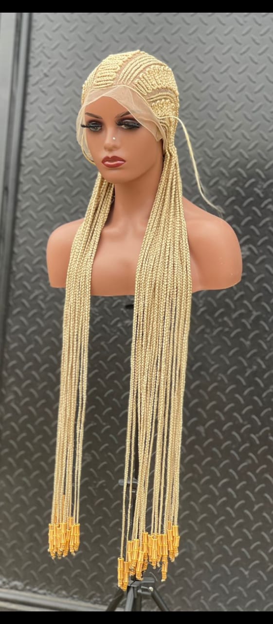 ZIGZAG All BACK AFRICAN  BRAIDED WIGS ON FULL LACE CLOSURE
