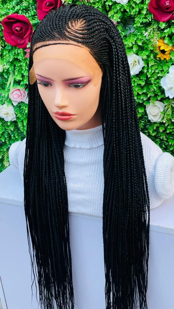 AFRICAN BRAIDED  CONROW WIGS ON  FRONTAL LACE CLOSURE