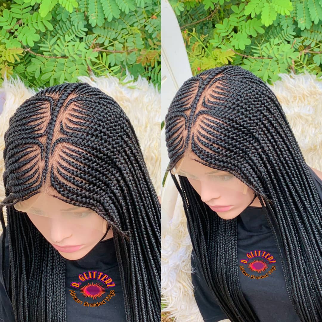 AFRICAN BRAIDED  CONROW WIGS PN 8*8 LACE CLOSURE