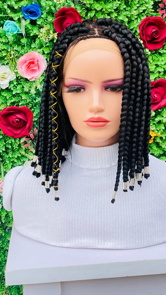 SHORT  BIG BRAIDS WIGS ON 13*4 FRONTAL LACE CLOSURE