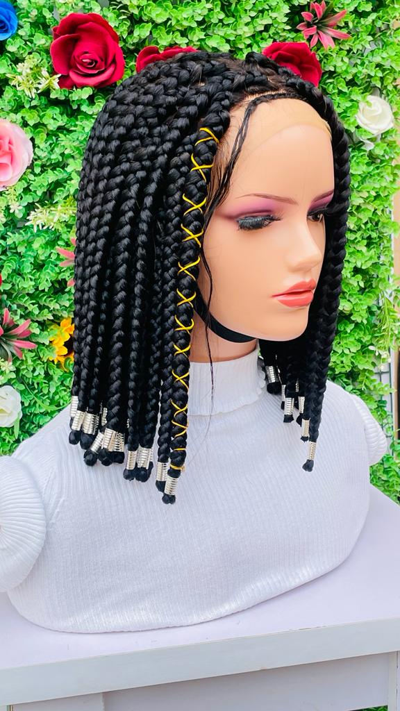 SHORT  BIG BRAIDS WIGS ON 13*4 FRONTAL LACE CLOSURE