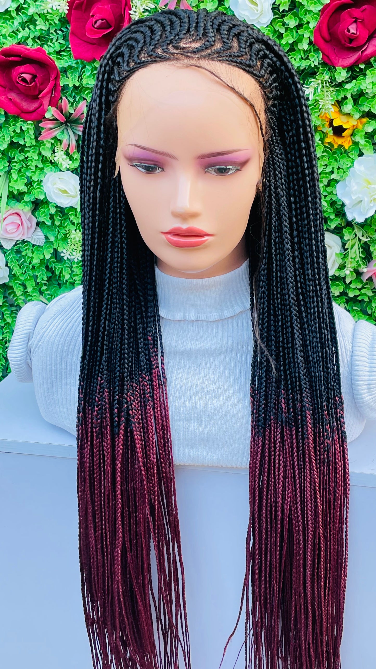 AFRICAN BRAIDED  CONROW WIGS ON  FRONTAL LACE CLOSURE