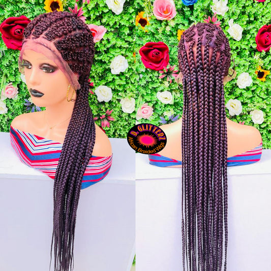 ZIGZAG ALL BACK BRAIDED WIGS ON FULL LACE CLOSURE