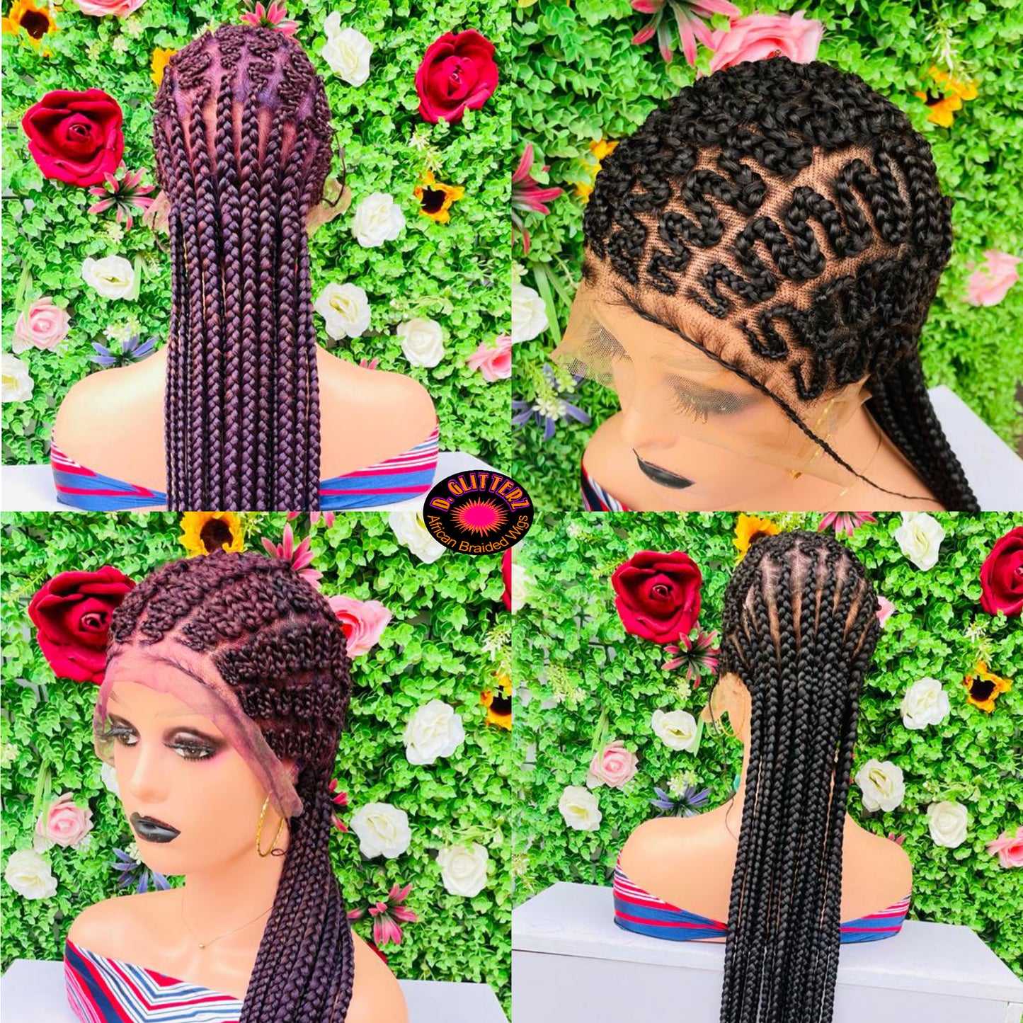 ZIGZAG ALL BACK BRAIDED WIGS ON FULL LACE CLOSURE