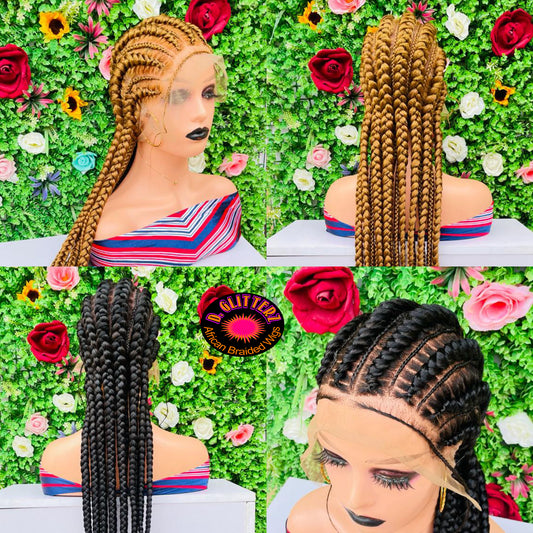 STITCHES ALL BACK BRAIDED WIGS ON FULL LACE CLOSURE 45"