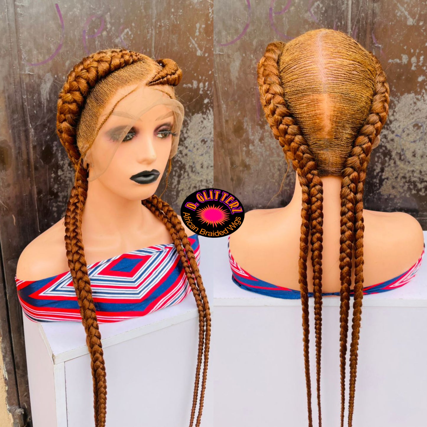ALL BACK BRAIDED WIGS ON FULL LACE CLOSURE 45"