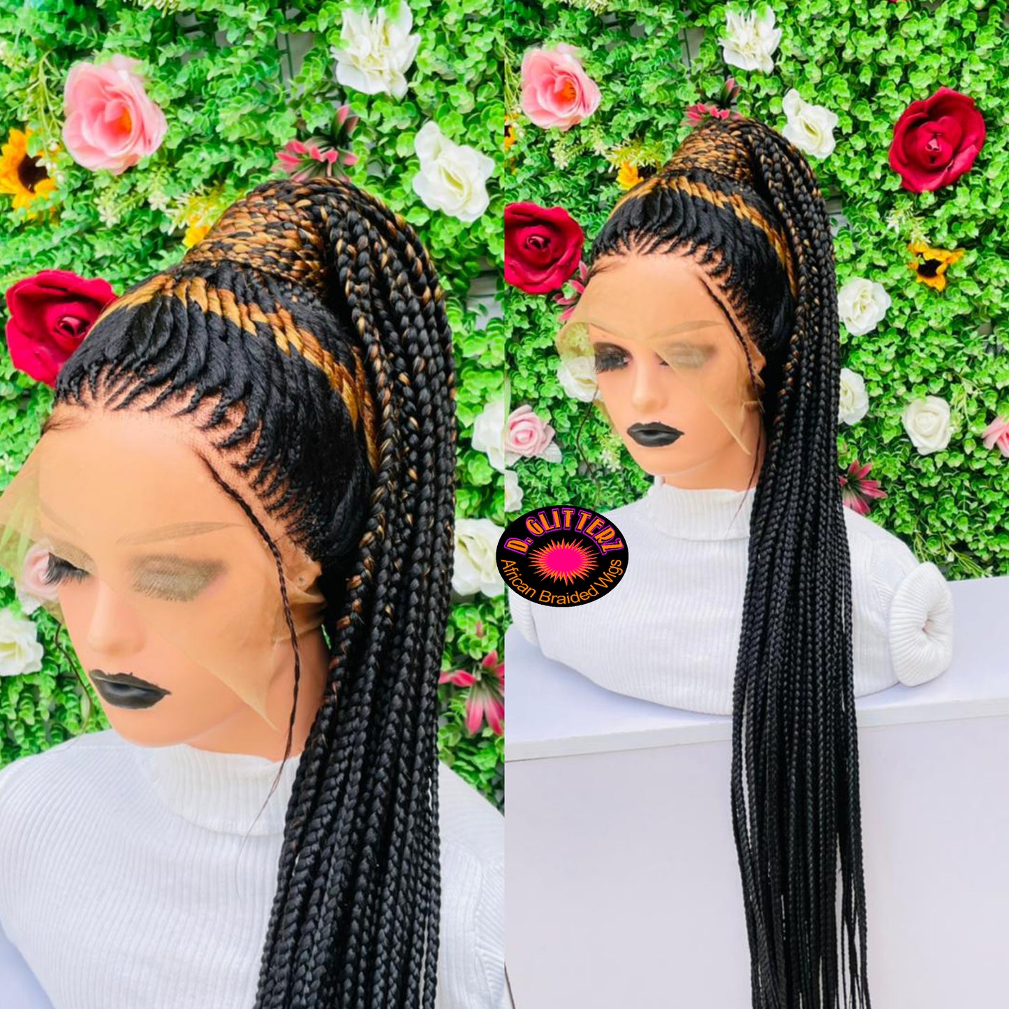 TISSUE PONYTAIL BRAIDED WIGS ON 360 LACE CLOSURES