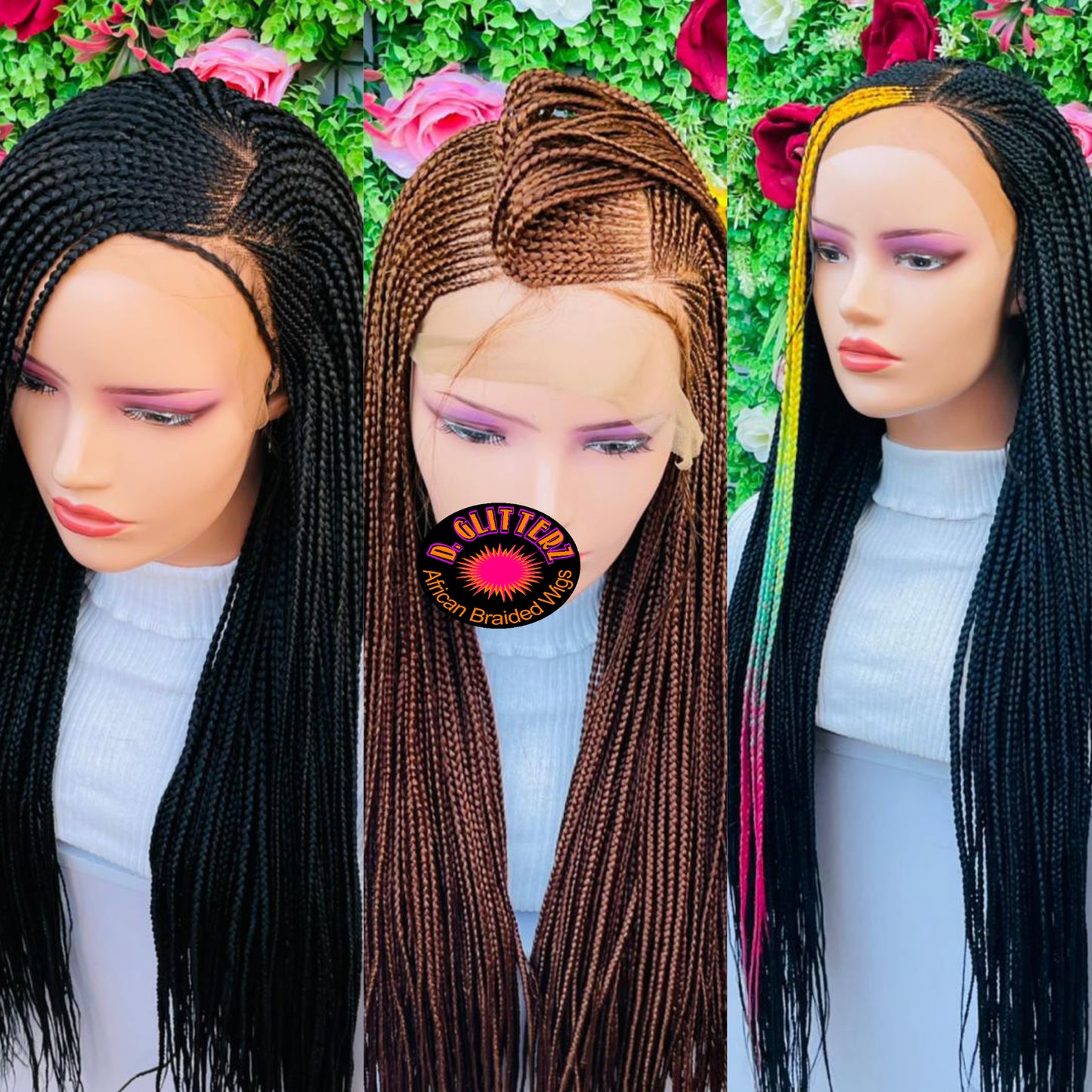 AFRICAN BRAIDED CONROW WIGS ON 13*4 FRONTAL LACE CLOSURE