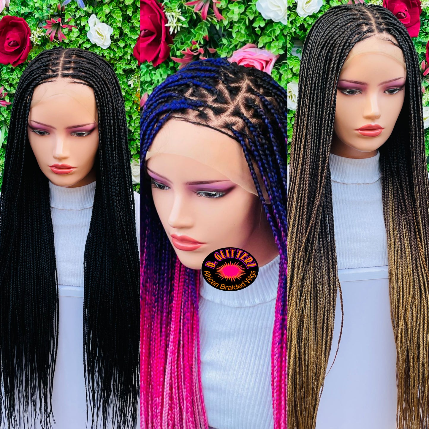 KNOTLESS BRAIDED WIGS ON FRONTAL LACE CLOSURE