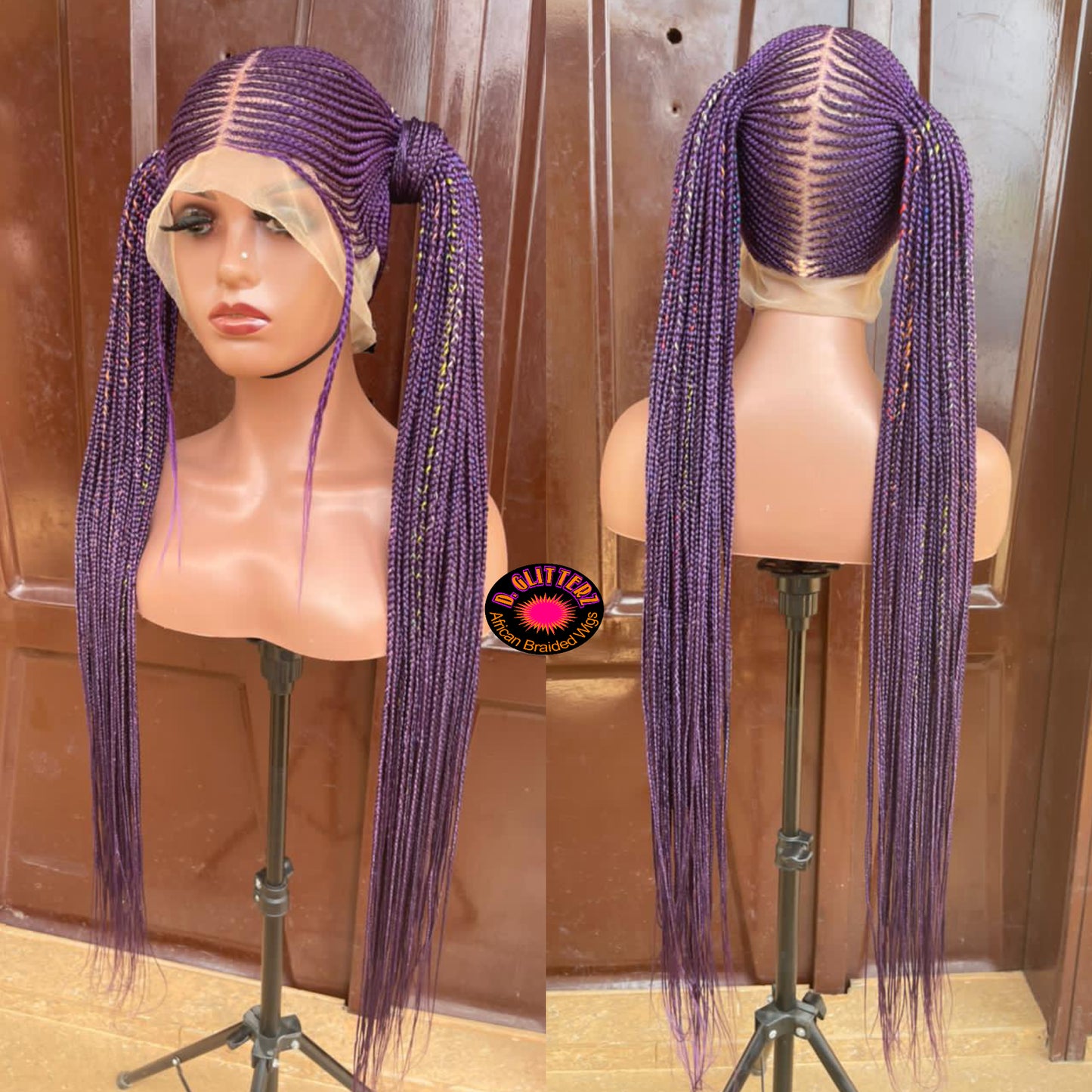 AFRICAN BRAIDED TWO PONYTAIL WIGS ON FULL LACE CLOSURE