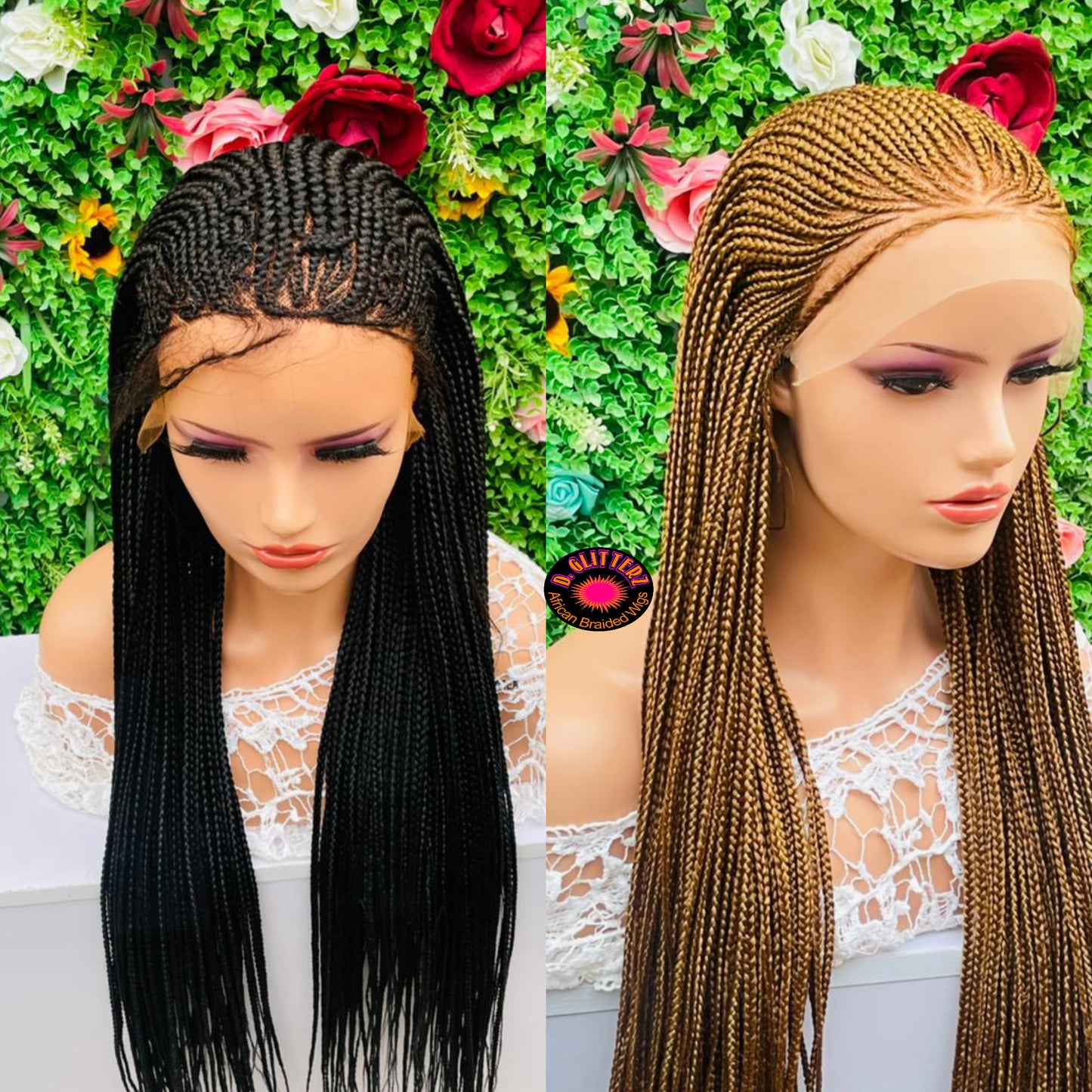 AFRICAN BRAIDED CONROW WIGS ON 13*6  FRONTAL LACE CLOSURE