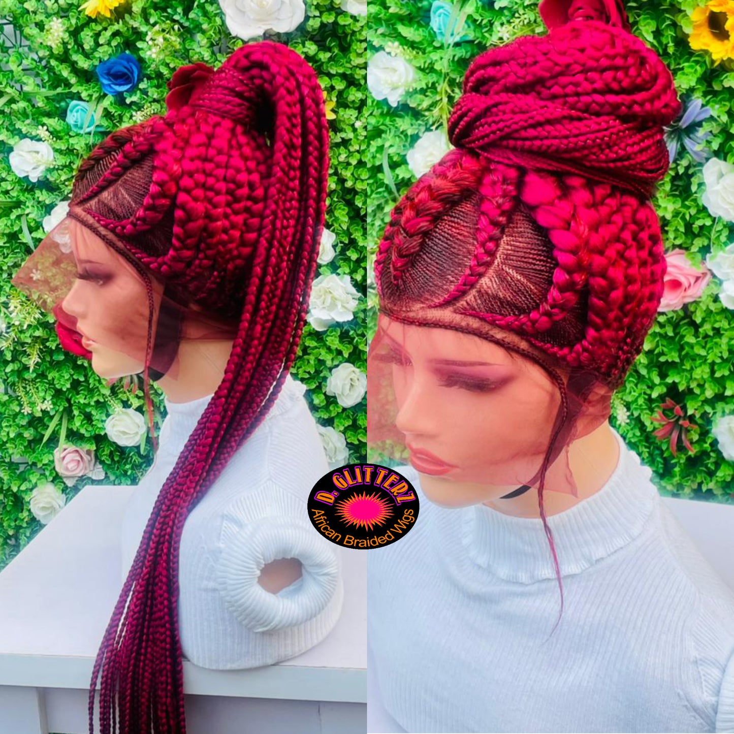 AFRICAN BRAIDED   PONYTAIL WIGS ON 360 LACE CLOSURE