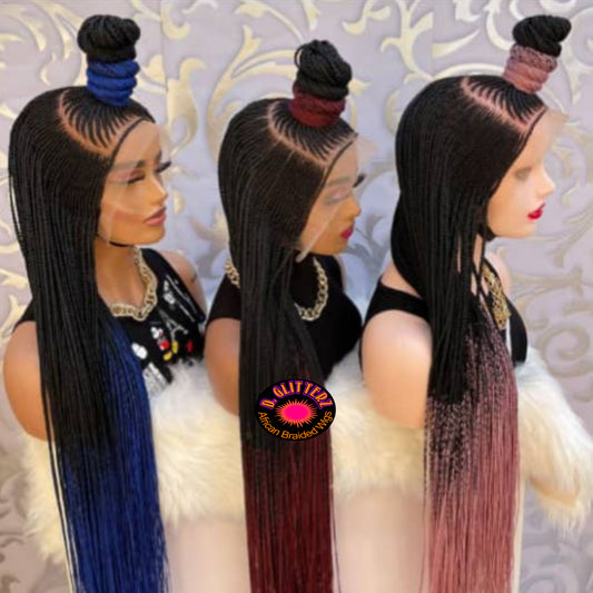 AFRICAN BRAIDED   WIGS  ON 13*6 LACE CLOSURE