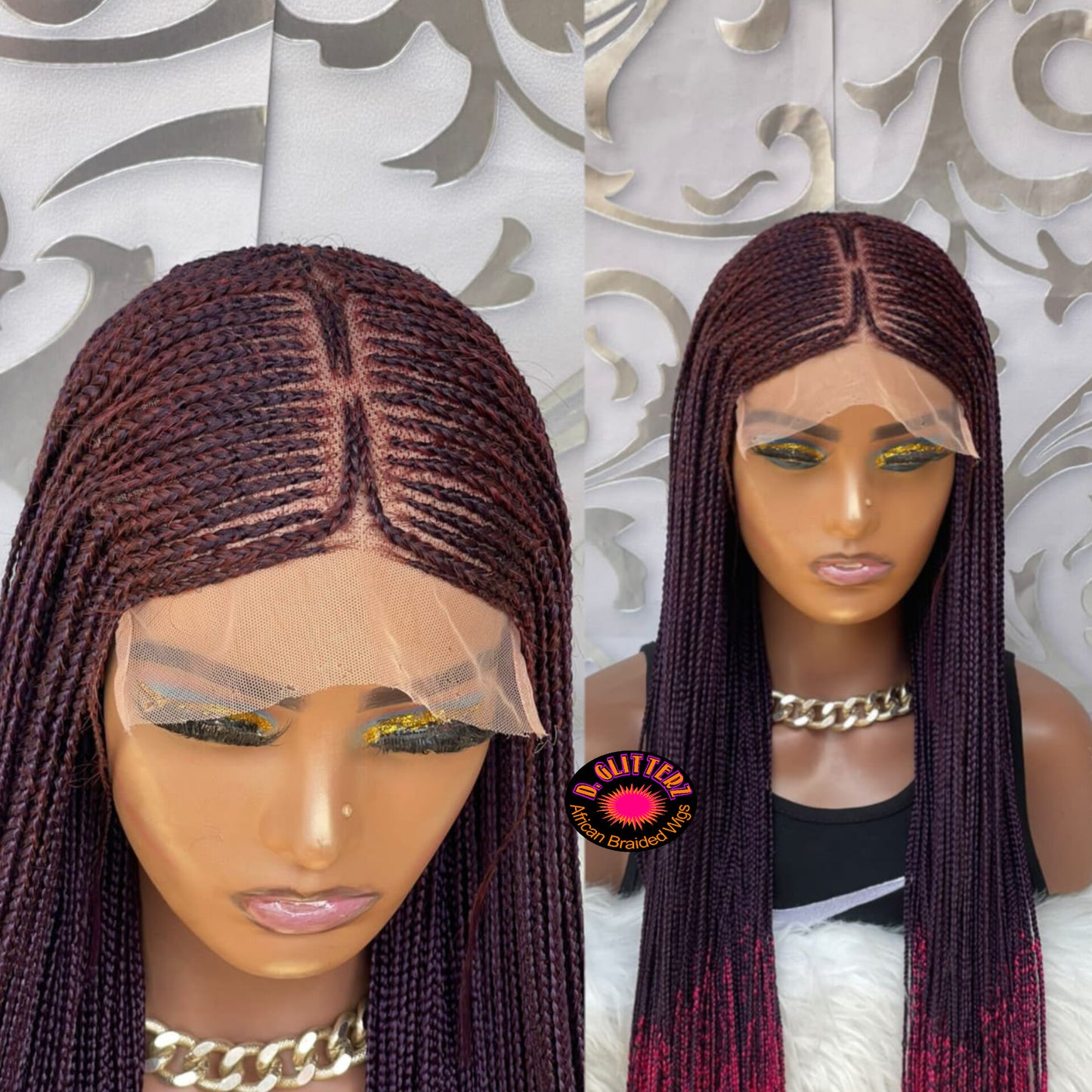 AFRICAN BRAIDED  CONROW WIGS  ON 8*8 LACE CLOSURE