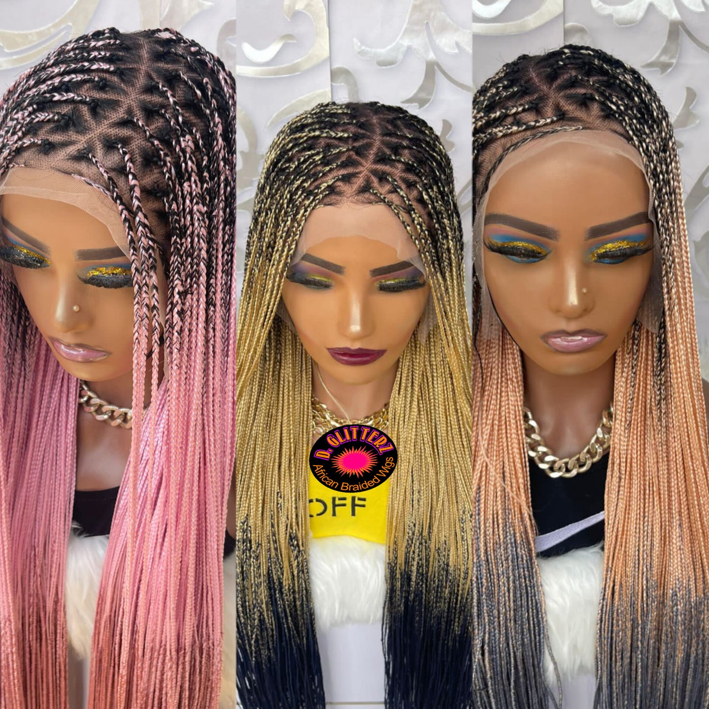 KNOTLESS BRAIDED WIGS ON 13*6  LACE CLOSURE