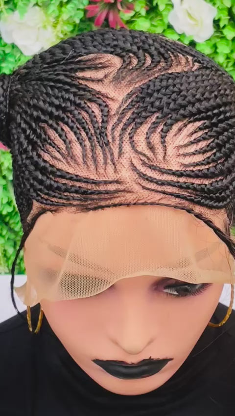AFRICAN BRAIDED TWO PONYTAIL WIGS ON FULL LACE CLOSURE